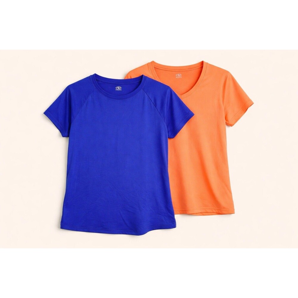 2 Athletic Tops Bundle Blue Orange Active Tee Women Teens Size S/XL Fit